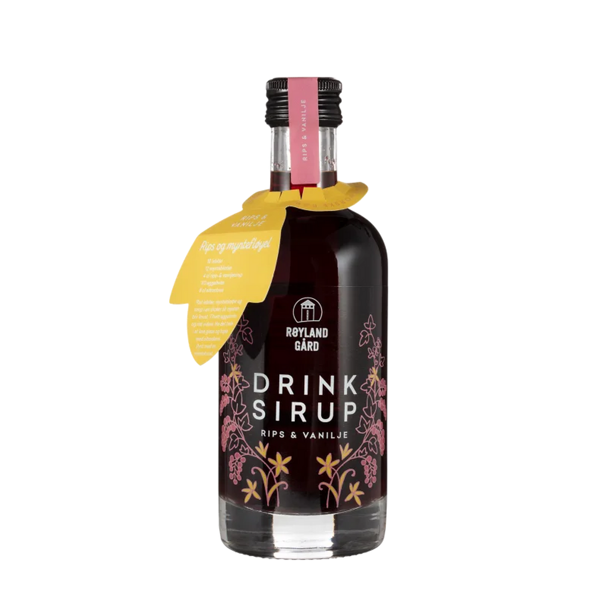 Flaske med Drinksirup Rips & vanilje 250 ml fra Røyland Gård