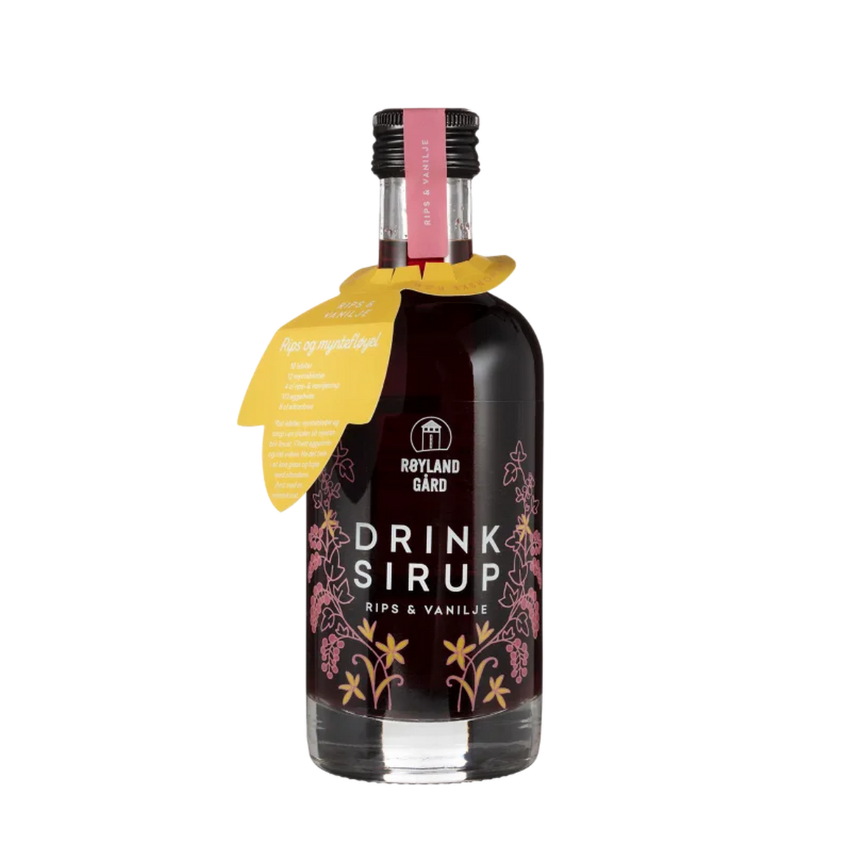 Flaske med Drinksirup Rips & vanilje 250 ml fra Røyland Gård
